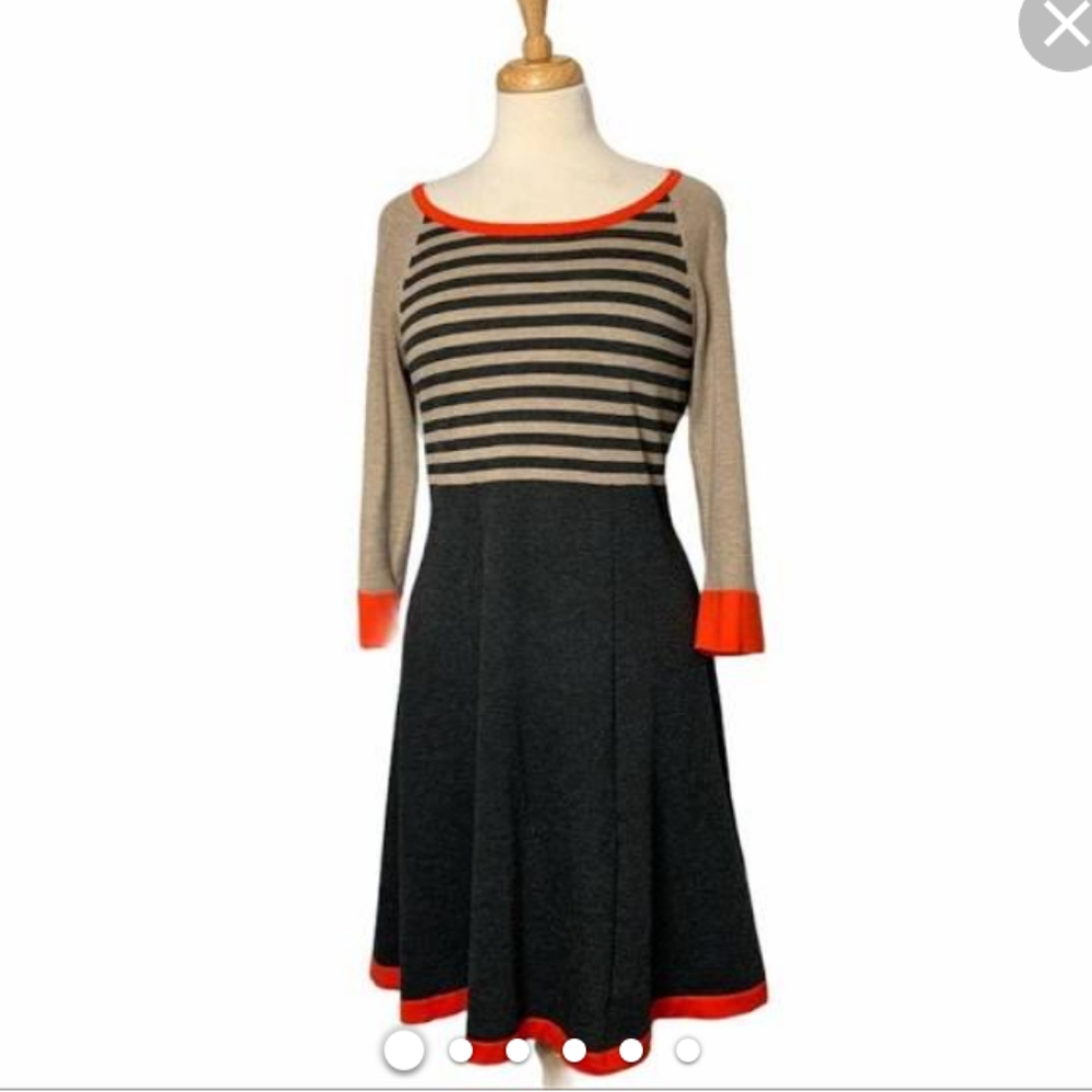 Eliza J striped orange tan and black knit Colorblock dress size XS